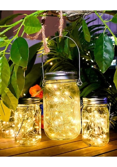 Besthome1 Güneş Enerjili Dekoratif Mason Kavanoz Lambası - 2'li Set, Ip65 Su Geçirmez, 50.000 Saat Ömür