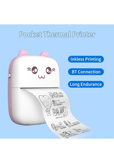 Skycity Mavi Mini Isı Yazıcı - Bt Bağlantılı Cep Boyutlu, 200dpi, Hata Notu-fotoğraf Yazdırma, 1000mah Pil, 1 Adet Kağıt İçerir