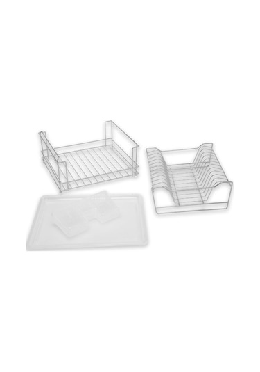 Geseus Home İki Katlı Modüler Tabaklık Bulaşıklık Krom Şeffaf Kb1 Şeffaf