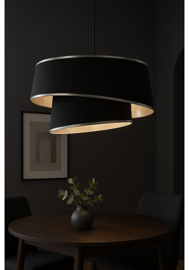 Gümüş Varaklı Orion Avize Siyah