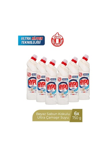 Hyper Hypo Ultra Çamaşır Suyu Beyaz Sabun Kokulu 750 Ml X 6 Adet