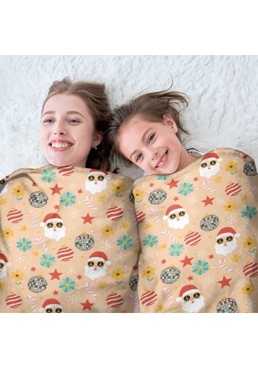 Noel Desenli 47 İnç Yuvarlak Flanel Battaniye, Yetişkin Ve Çocuk İçin, Yumuşak, Rahat Ve Hafif Noel Baba Noel Diskoli