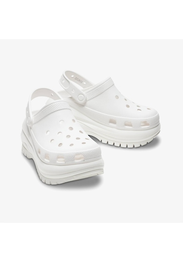 Crocs Classic Mega Crush Kadın Beyaz Terlik Düz 207988 BEYAZ Beyaz