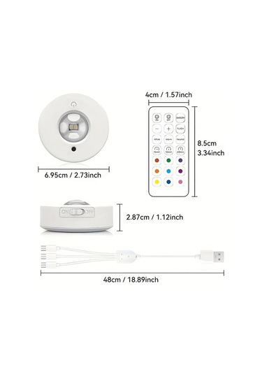 Willowhaven 3 Adet Uzaktan Kumandalı Şarj Edilebilir Rgb Gece Işığı Parlaklık Ayarı 12 Renk Modu Manyetik Dolap Aydınlatma Mutfak Banyo Yatak Odası Ofis