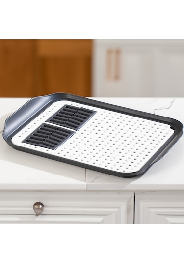 Porsima 1213 Bulaşık Sepeti Bulaşıklık Tezgah Üstü Kurutmalık Mat Siyah