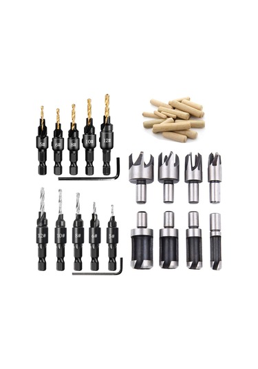 Maiyame Ahşap İşleme İçin Titan Kaplı Altıgen Saplı 6 Parça Delik Seti - Tüp Ve Düz Uçlu Delicilerle Dayanıklı Ahşap Delme Aracı