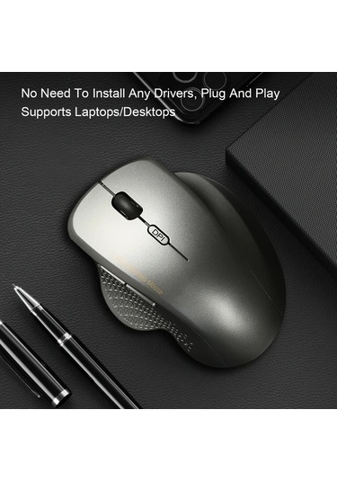 Besthome1 2 4g Ergonomik Grey Fare Oyun Ofis Uyumlu Pil Optik Sensör Rahat Tutuş Windows 10 Kullanımı İçin -