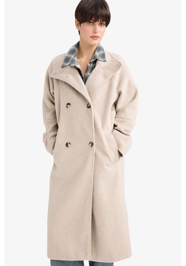 Defacto Relax Fit Düğmeli Uzun Kaşe Kaban F5547ax25wnbg501 Bej-bg501