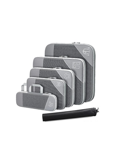 Geekyou 6'lı Gri Seyahat Sıkıştırma Kutuları - Genişletilebilir, Mesh Design, Çanta Ve Ev İçin Kıyafet Organizatörü