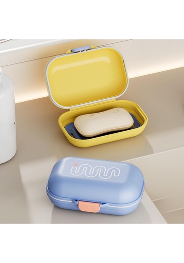 Seyahat İçin Kapaklı Sabun Kutusu, Saklama Kutusu, Banyo Sabunluk Kabı Yeşil