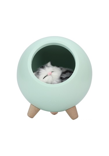 Shineyee Yeşil Kedi Ev Desenli Usb Şarjlı Led Gece Lambası, Dokunmatik Parlaklık Ayarlamalı, 2 Saat Otomatik Kapatma, 1200mah Batarya, Ambiyans Aydınlatma, Hediye İçin Uygun Yeşil
