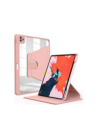 iPad Uyumlu Pro 11 Uyumlu 2022 M2 Kılıf Zore Nayn Dönebilen Standlı Kılıf-Pembe Pembe