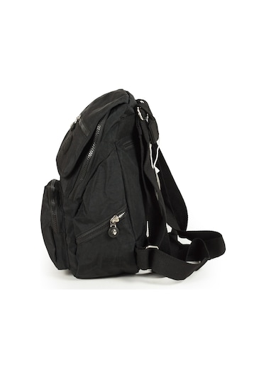 Küçük Boy Krinkıl / Klinkır Su Geçirmez Uzun Askılı Çok Gözlü Günlük Kadın Sırt Çantası Siyah 12-4g Siyah