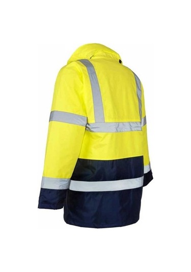 Reflektörlü 300d Oxford Çift Renk Parka Yağmurluk Sarı Sarı