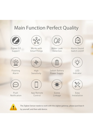 Padalink Zigbee Ve Homekit Uyumlu Akıllı Su Kaçak Tespit Cihazı - Ses Kontrolü, Yüksek Hassasiyetli Gerçek Zamanlı Algılama Nas-ws11b