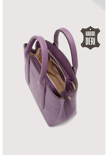 Hakiki Deri Kadın El Çantası Mürdüm Smr9226 Mürdüm