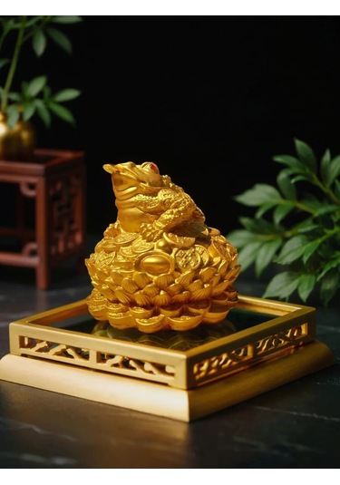 Basket Lotus Üzerinde Büyük Para Kurbağa, Feng Shui Tılsımı 225421034