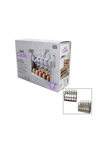 30 Hazneli Buzdolabı Yumurta Organizeri Yaylı Katlanır Raf - Zaman Kayıt Fonksiyonu 5131 Düz