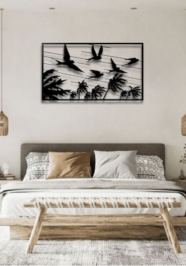 Modern Stil Kuşlar Metal Duvar Dekoru Tablo