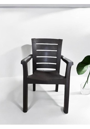 4 Adet Napoli Kalın Bacaklı Kollu Sandalye Koltuk Kahve Kahverengi