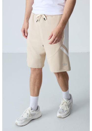 Tommy Life Bej Pamuklu Kalın Yumuşak Dokulu Standart Fit Basic Erkek Şort - 81281 Bej