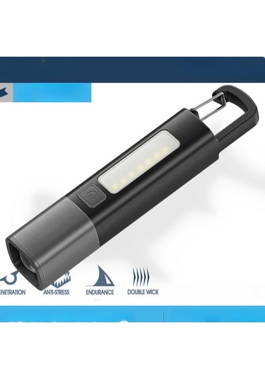 Led Meşale Işığı Xpe Süper Parlak El Feneri Kanca İle Kamp Işık Usb Şarj Edilebilir Zumlanabilir Su Geçirmez Dış Mekan Çalışma Işıkları Siyah - Gri