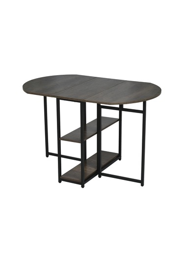 Nona Siyah Metal Kahverengi Katlanır Yemek Masası