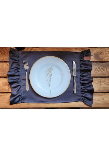 Serra Saten 2 Kenar Fırfırlı Antrasit Vintage Amerikan Servis 30x50