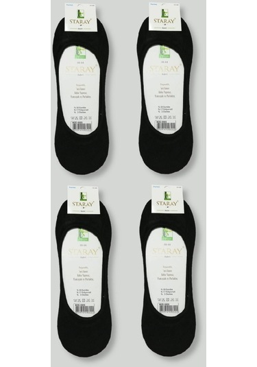 Bonbonetti Erkek Siyah 4 Çift Bambu Babet Çorap Siyah 40-44 Siyah