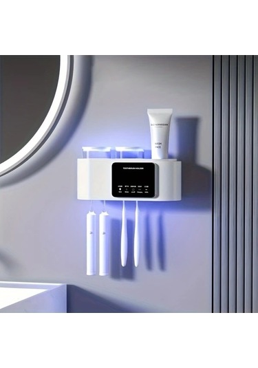 Fastbuy Akıllı Diş Fırçası Tutucu Ağız Bardağı Seti - Beyaz Uv Sterilizasyon Beyaz