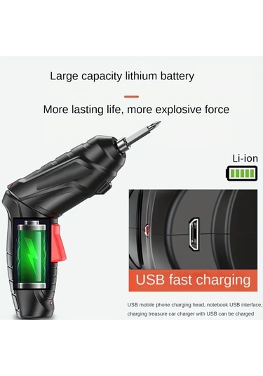 Honeybeeshop Ultra Premium Elektrikli Tornavida Siyah Sarı Led Aydınlatmalı Yüksek Kapasiteli Pil Kompakt Ergonomik Aksesuarlar Dahil