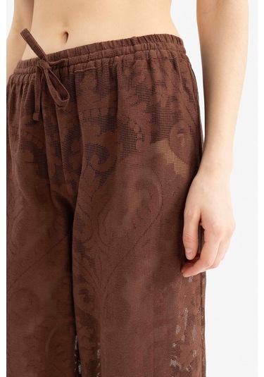 DeFacto Dantelli Esnek Belli Beyaz Plaj Pantolonu-Fall in Love D9767AX25SMBN319