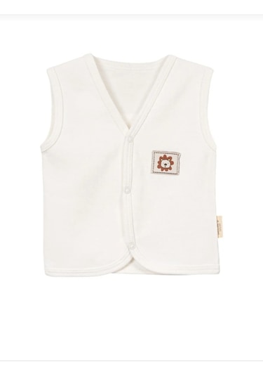 Mevsimlik Penye Bebek Yelek %100 Pamuk Beyaz