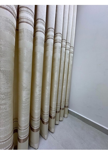 Nivemeshome Urla V-101 Krem 1/3 Sık Pileli Fon Perde Apm Krem