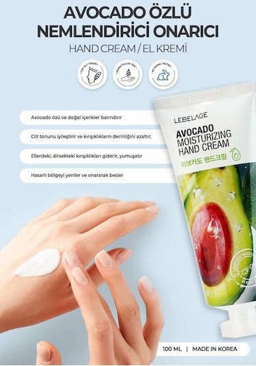 Lebelage Avocado Özlü Doğal Içeriklerle Zengin Nemlendirici El Kremi 100 ml