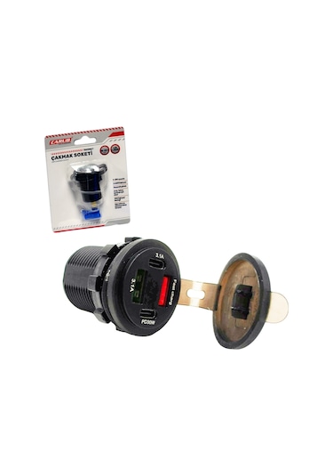 Carub Çakmak Soketi 9-30v Marine Tip Voltmetre + 2 Type-c + 2 Usb Br1700817
