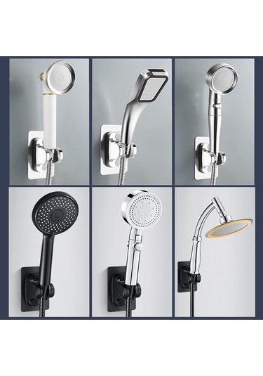 Primepickings Gümüş Abs Duş Tutucu Ev Banyo Aksesuarı Siyah Için Sondaj Ayarlanabilir Duş Braketi 2 Katlı Gri