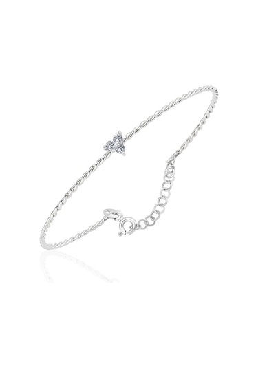 Gümüş Bilezik - Üç Mini Taşlı Burgu 925 Ayar Gümüş Bilezik Gümüş