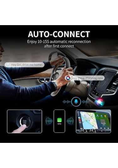 Maiyame 2025 Güncellenmiş Kablosuz Araç Bağlantı Adaptörü - Apple Carplay & Android Auto Desteği, Bluetooth 5.0/wifi, Usb/type-c, İphone İos 10+ Uyumlu