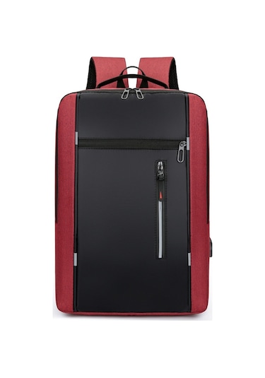 Basit Usb Şarj İş Bilgisayar Çantası-kırmızı