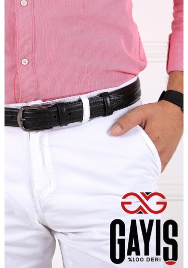 Özel Oval Kutulu Hakiki Manda Derisi Klasik Siyah Erkek Kemeri Hediyelik - Çeyizlik Kemer Siyah