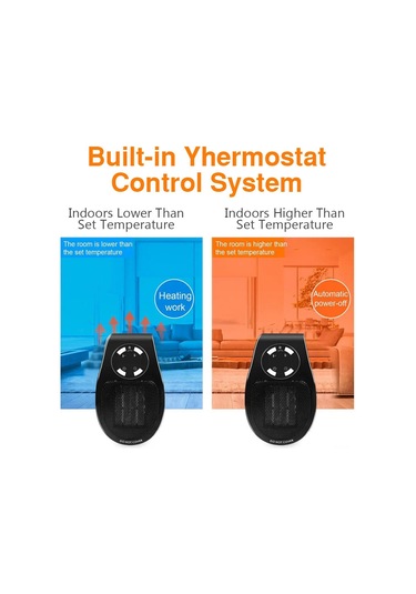 Jeemson Duvar Takılı Isıtıcı, 500w, Dijital Termostat 15-32 C , 1-12 Saat Zamanlayıcı, Ateşleyici Koruması, Siyah, Avrupa Standartı Kablosuz Taşınabilir