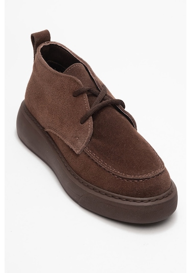 Lılya Kahverengi Süet Hakiki Deri Kadın Chukka Bot Süet Kahve