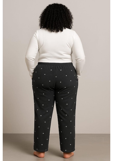 Kadın 401 Büyük Beden Cepli Polar Tek Alt Siyah Siyah