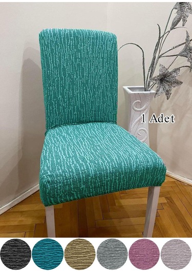 StarMall Jakarli Sandalye Örtüsü Çubuk Desen Yüksek Esnekli Sandalye Kılıfı 1 Adet Mint Yeşili
