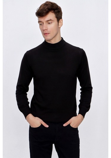 Basic Dinamik Fit Rahat Kesim Yarım Balıkçı Yaka Triko Kazak Bej