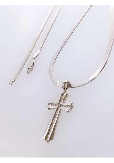 925 Ayar Gümüş Sade Kelt Haç Tasarım Kadın Gümüş Kolye Doğum Günü Hediye Gümüş - Rodyum