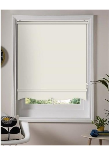 Krem Mat Etek Dilimli Stor Perde Krem