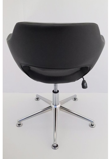 Siyah Deri Tekerleksiz Öğrenci Ders Çalışma Sandalyesi