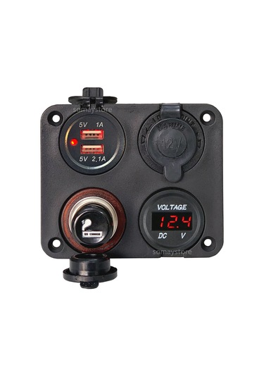 Marin Şarj + Voltmetre + Usb + Çakmak Soketi 12-24V 87 X 120Mm